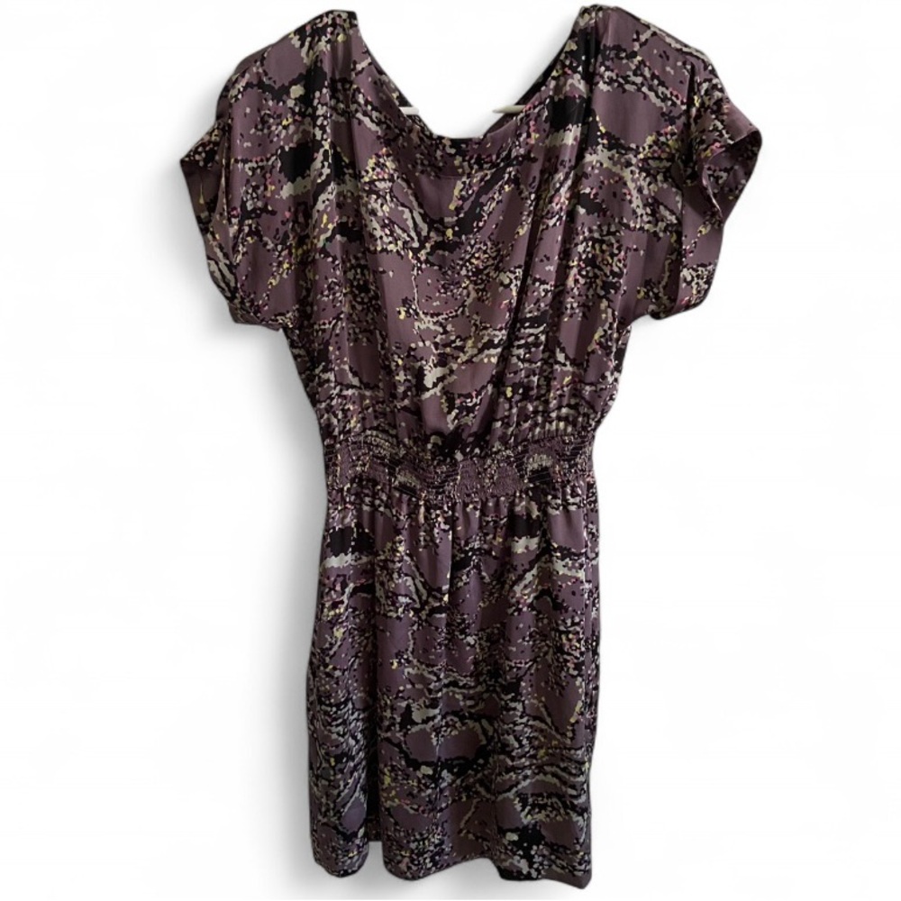 BCBGeneration Purple‎ Short Sleeve Satin Mini Cinched Dress Size Small